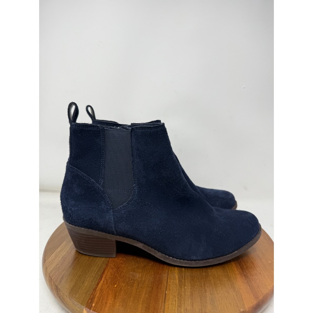 Vionic Roseland Navy Blue Suede Ankle Boots Womens 10 Wide Block Heel Zip Bootie